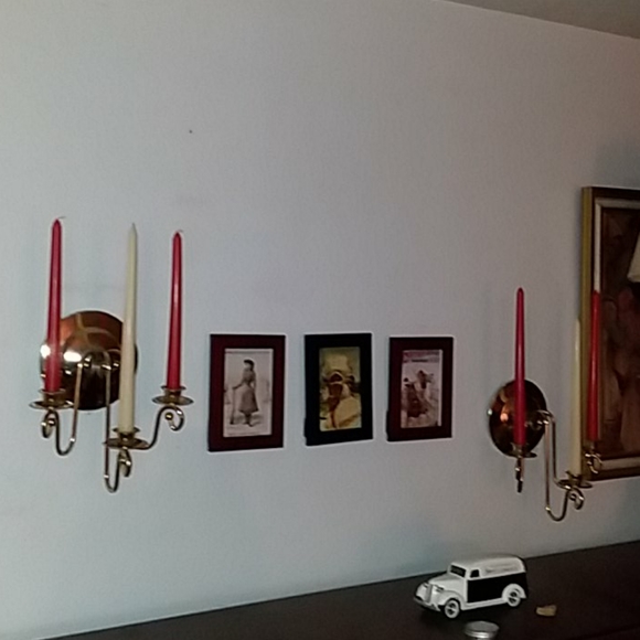 Pair Brass 3 holder sconces - Picture 6 of 6